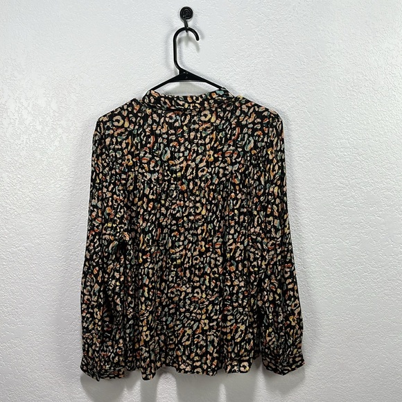 Jane Delancey Women's Multi Color Patterned Top striped Button Down Career Sz L - Picture 11 of 13